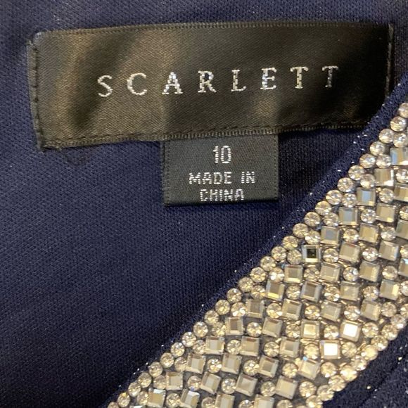 Scarlett Navy Rhinestone Cocktail Dress 10 NWT - Picture 3 of 9